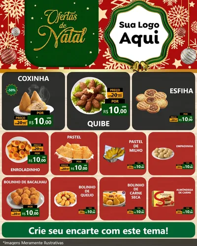 Modelo de Rede Social para Feed Instagram com o tema Natal de Ofertas para Salgadaria