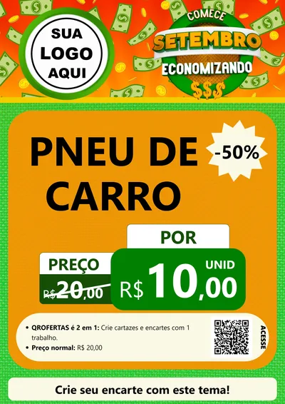 Modelo de Cartaz para Cartaz A4 Vertical com o tema Comece Setembro Economizando para Auto peças