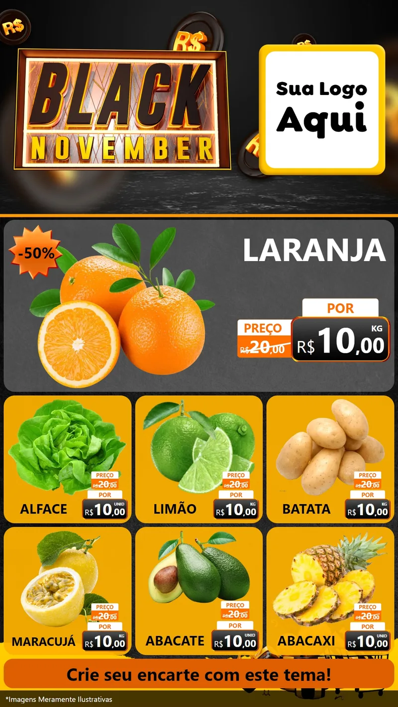Modelo de Rede Social para Stories com o tema Black November para Hortifrúti