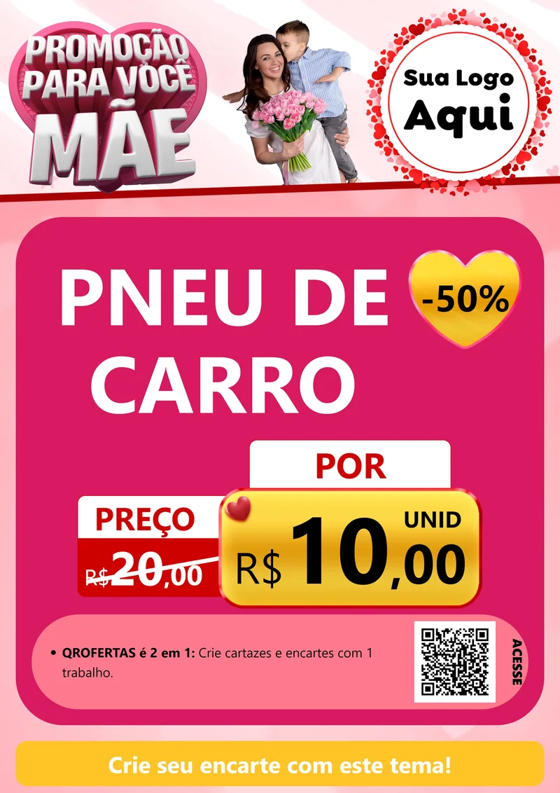 Modelo de Cartaz para Cartaz A4 Vertical com o tema Promoção Para Você Mãe para Auto peças