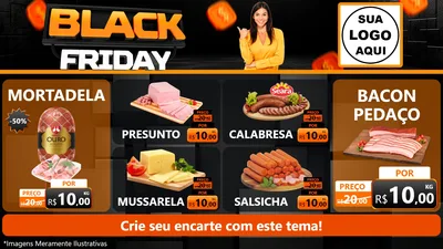 Modelo de TV para TV Horizontal com o tema Black Friday para Frios e Laticínios