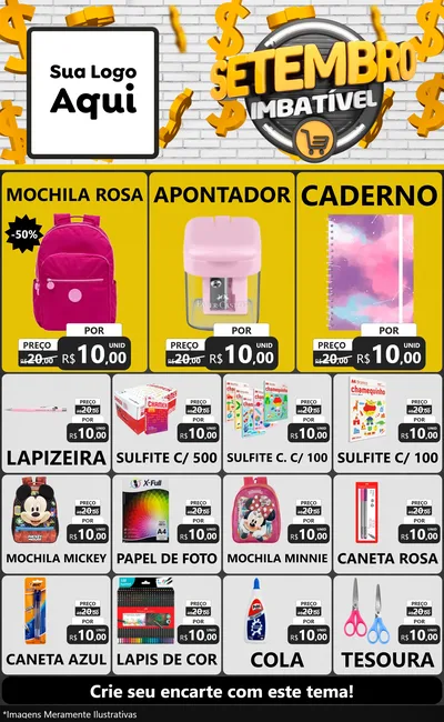 Modelo de Encarte para Encarte Grande com o tema Setembro Imbatível para Papelaria