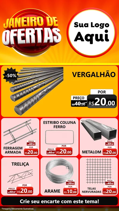 Modelo de Rede Social para Stories com o tema Janeiro de Ofertas para Ferragens