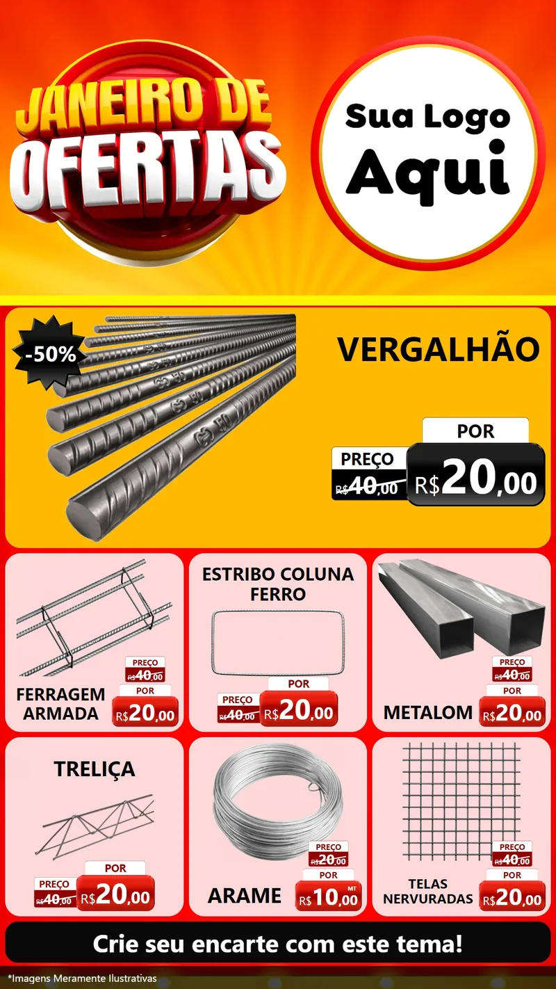 Modelo de Rede Social para Stories com o tema Janeiro de Ofertas para Ferragens