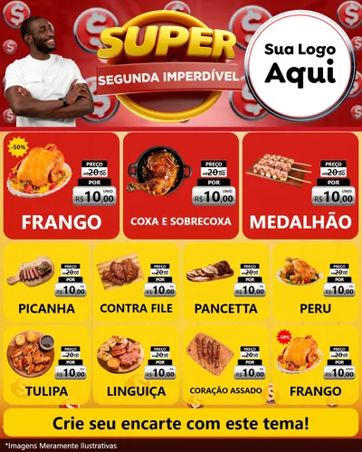Modelo de Rede Social para Feed Instagram com o tema Super Segunda Imperdível para Assados