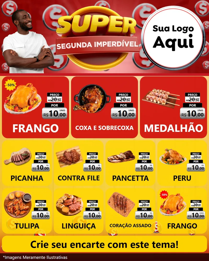 Modelo de Rede Social para Feed Instagram com o tema Super Segunda Imperdível para Assados