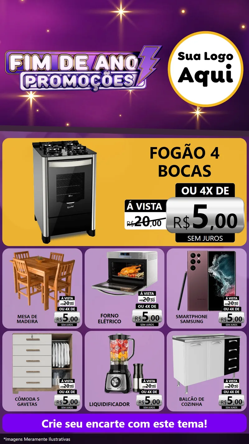 Modelo de Rede Social para Stories com o tema Fim de Ano Promoções para Móveis e Eletro