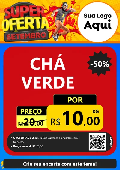 Modelo de Cartaz para Cartaz A4 Vertical com o tema Super Oferta Setembro para Produtos Naturais