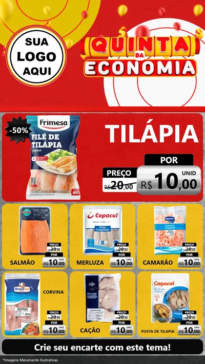 Modelo de Rede Social para Stories com o tema Quinta da Economia para Peixaria