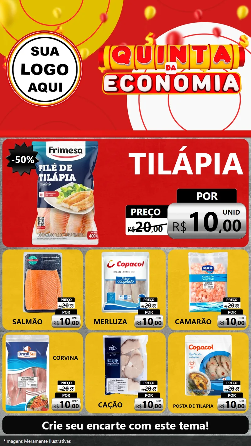 Modelo de Rede Social para Stories com o tema Quinta da Economia para Peixaria