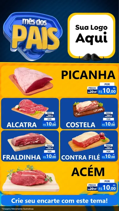 Modelo de TV para TV Vertical com o tema Mês dos Pais para Açougue