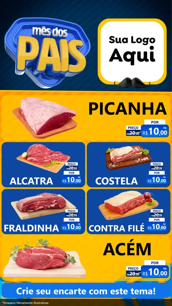 Modelo de TV para TV Vertical com o tema Mês dos Pais para Açougue