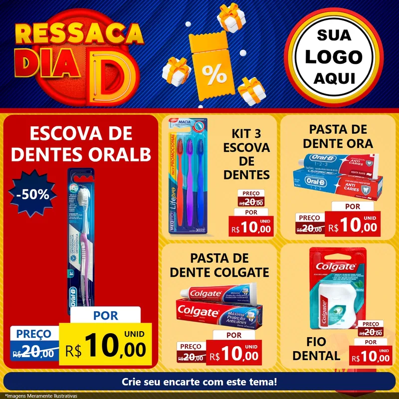 Modelo de Rede Social para Feed Facebook com o tema Ressaca Dia D para Higiene Pessoal