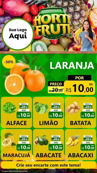 Modelo de Rede Social para Stories com o tema Domingo do Hortifrúti para Hortifrúti