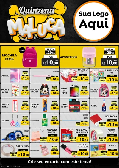 Modelo de Encarte para Encarte A4 Vertical com o tema Quinzena Maluca para Papelaria