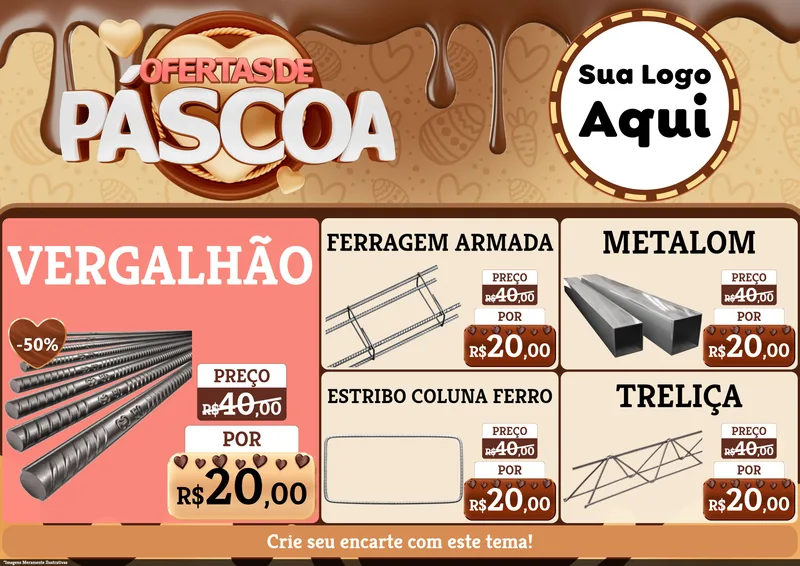 Modelo de Encarte para Encarte A4 Horizontal com o tema Ofertas de Páscoa para Ferragens