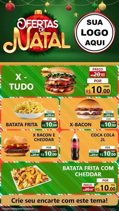 Modelo de TV para TV Vertical com o tema Ofertas de Natal para Hamburgueria