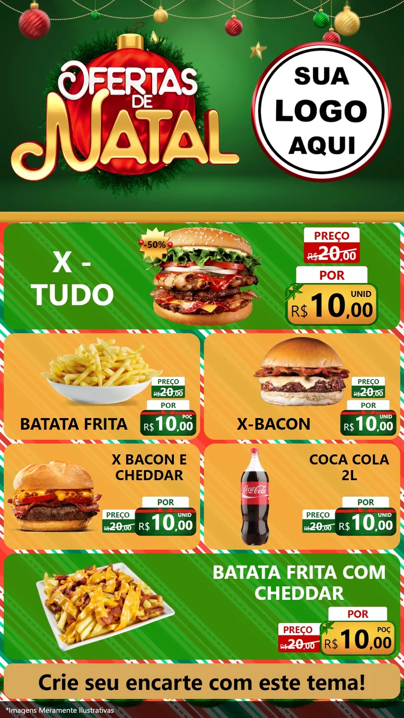 Modelo de TV para TV Vertical com o tema Ofertas de Natal para Hamburgueria