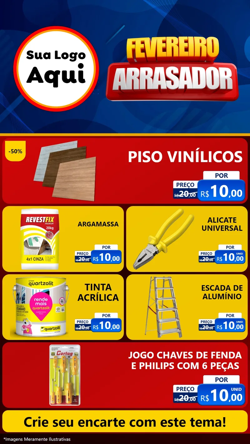 Modelo de TV para TV Vertical com o tema Fevereiro Arrasador para Material para Construção