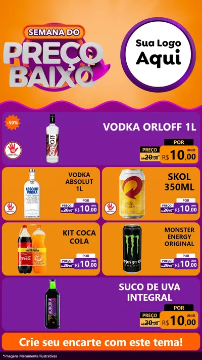 Modelo de TV para TV Vertical com o tema Semana do Preço Baixo para Distribuidora de bebidas