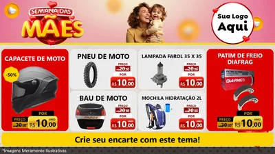 Modelo de TV para TV Horizontal com o tema Semana das Mães para Moto peças
