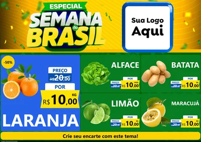 Modelo de Encarte para Encarte A4 Horizontal com o tema Especial Semana do Brasil para Hortifrúti