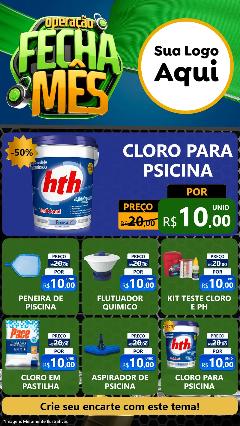 Modelo de Rede Social para Stories com o tema Operação Fecha Mês para Produtos para Piscina