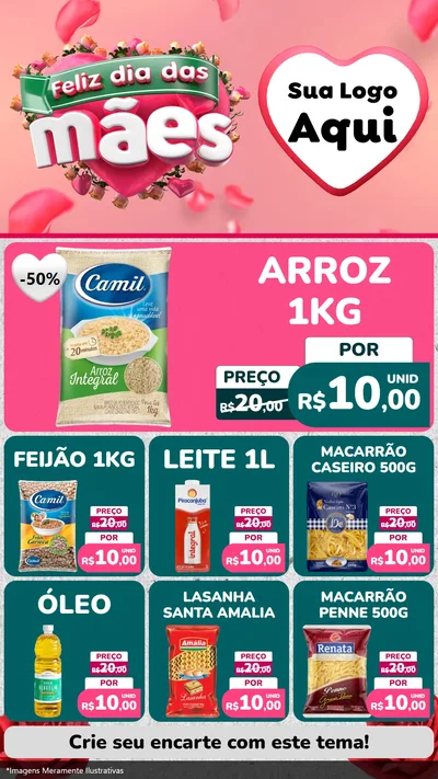 Modelo de Rede Social para Stories com o tema Feliz Dia das Mães para Supermercado