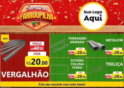 Modelo de Encarte para Encarte A4 Horizontal com o tema Semana Farroupilha para Ferragens