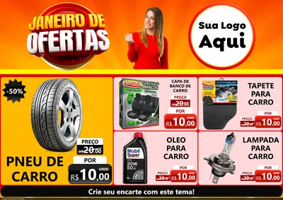 Modelo de Encarte para Encarte A4 Horizontal com o tema Janeiro de Ofertas para Auto peças