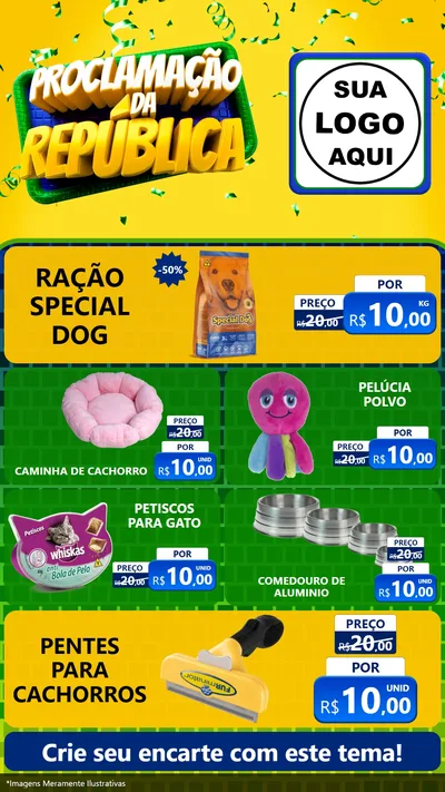 Modelo de TV para TV Vertical com o tema Proclamação da República para Pet Shop