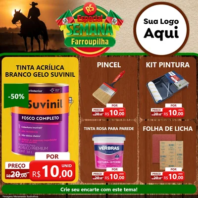 Modelo de Rede Social para Feed Facebook com o tema Especial Semana Farroupilha para Tintas e Ferramentas