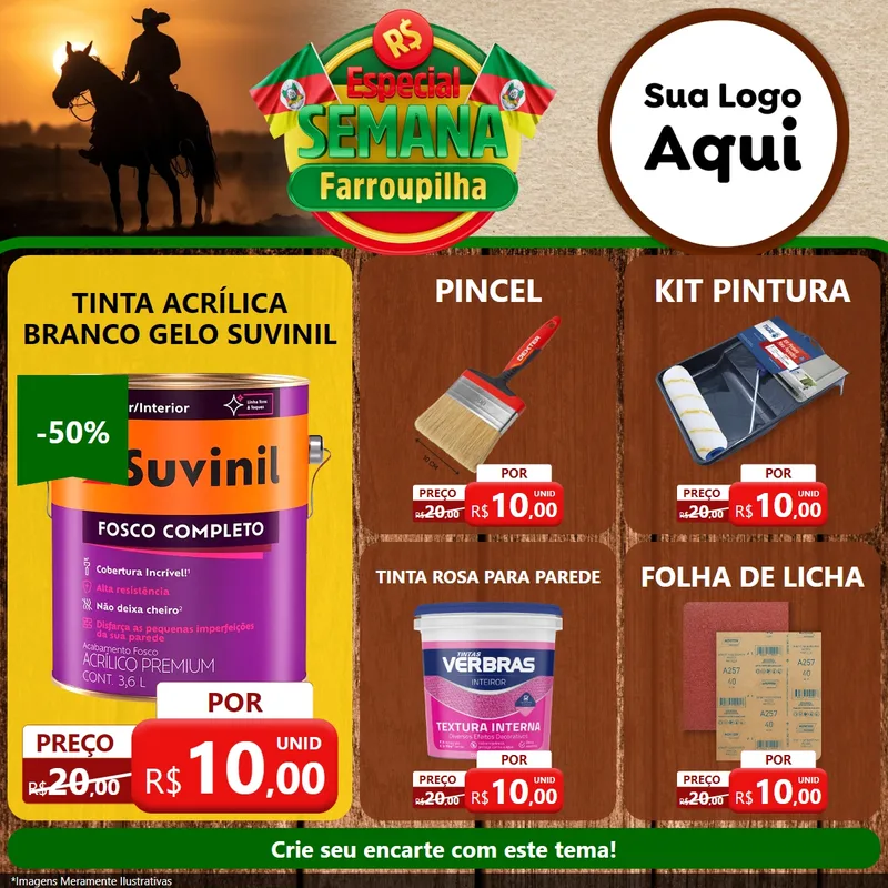 Modelo de Rede Social para Feed Facebook com o tema Especial Semana Farroupilha para Tintas e Ferramentas