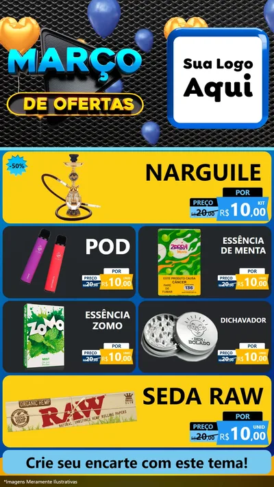Modelo de TV para TV Vertical com o tema Março de Ofertas para Tabacaria