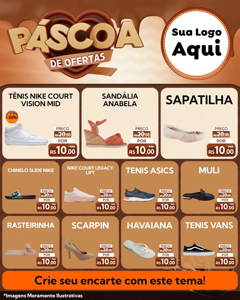 Modelo de Rede Social para Feed Instagram com o tema Páscoa de Ofertas para Calçados