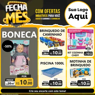 Modelo de Rede Social para Feed Facebook com o tema Fecha Mês para Brinquedos