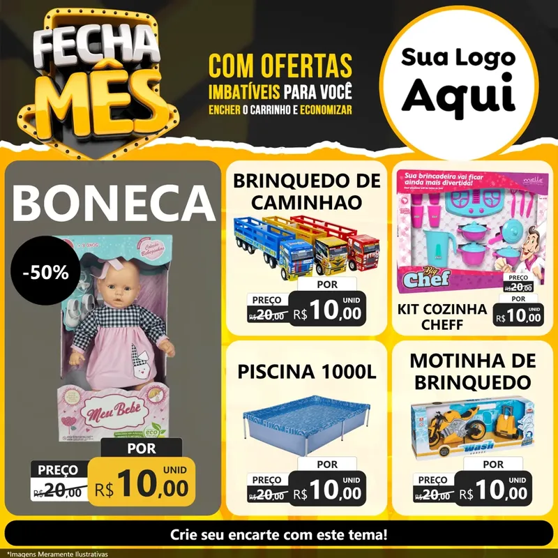 Modelo de Rede Social para Feed Facebook com o tema Fecha Mês para Brinquedos