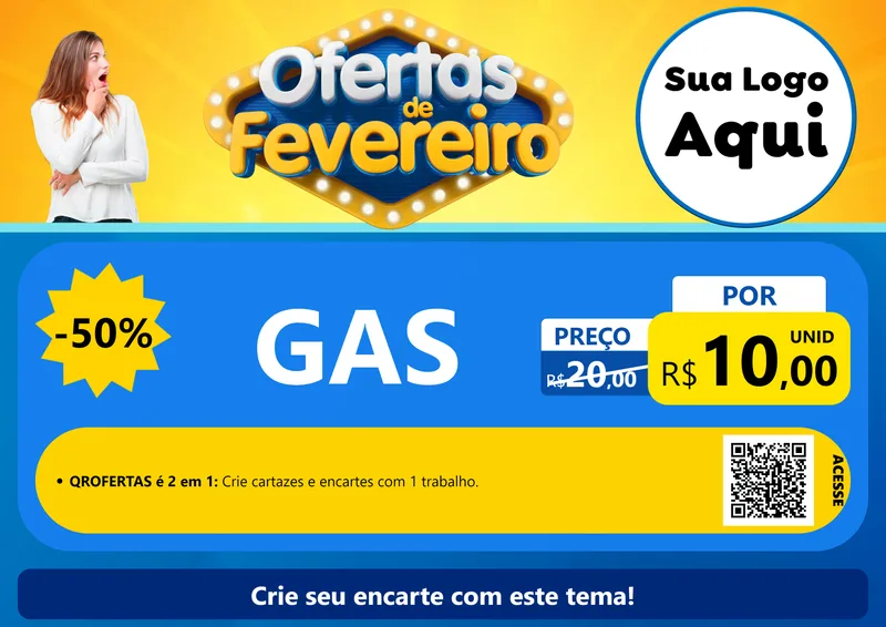 Modelo de Cartaz para Cartaz A4 Horizontal com o tema Ofertas de Fevereiro para Água e gás