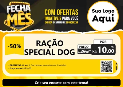 Modelo de Cartaz para Cartaz A4 Horizontal com o tema Fecha Mês para Pet Shop