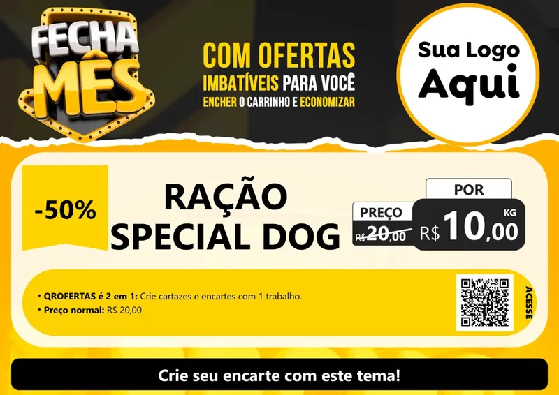 Modelo de Cartaz para Cartaz A4 Horizontal com o tema Fecha Mês para Pet Shop