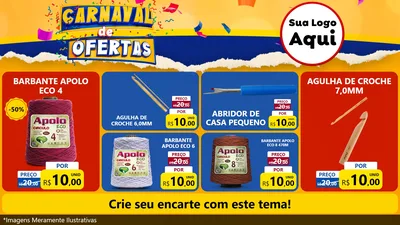 Modelo de TV para TV Horizontal com o tema Carnaval de Ofertas para Armarinho e Aviamentos