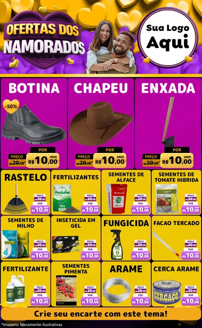 Modelo de Encarte para Encarte Grande com o tema Oferta Dos Namorados para Agropecuária