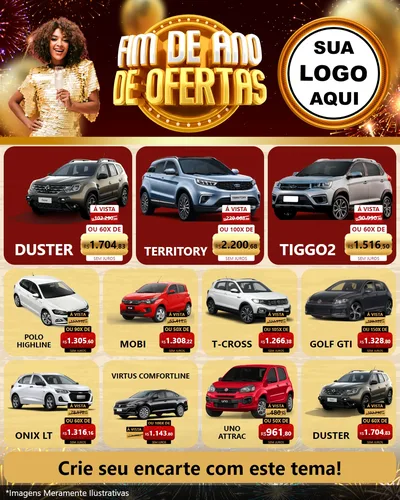 Modelo de Rede Social para Feed Instagram com o tema Fim de Ano de Ofertas para Concessionaria de Carros