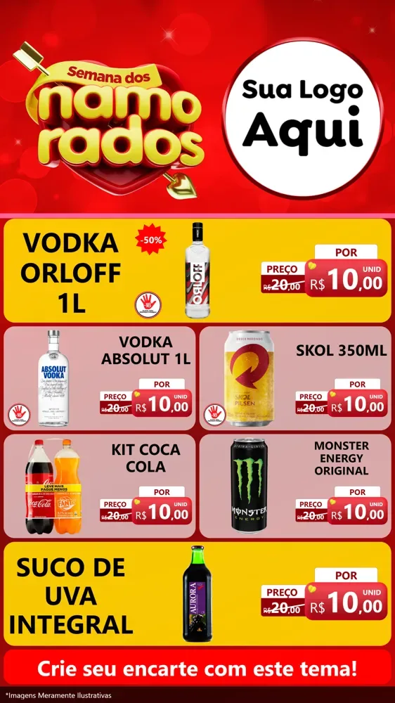 Modelo de TV para TV Vertical com o tema Semana dos namorados para Distribuidora de bebidas