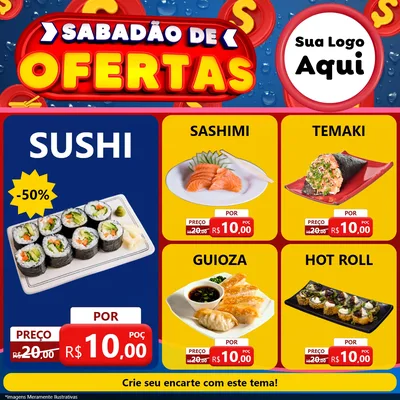 Modelo de Rede Social para Feed Facebook com o tema Sabadão de Ofertas para Comida japonesa