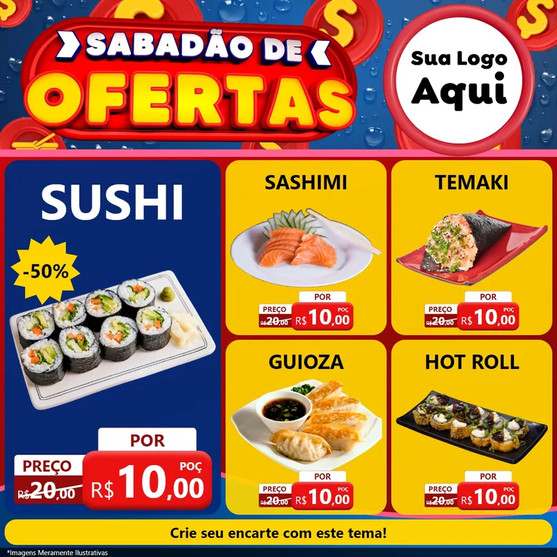 Modelo de Rede Social para Feed Facebook com o tema Sabadão de Ofertas para Comida japonesa