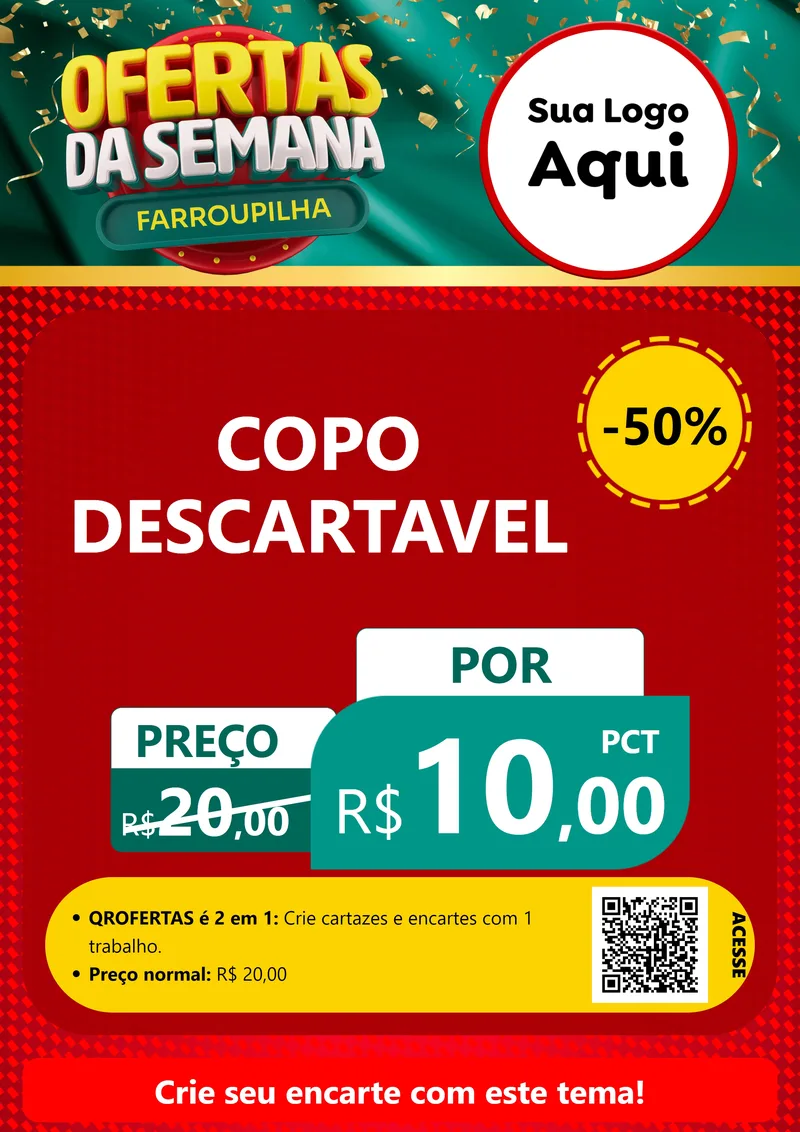 Modelo de Cartaz para Cartaz A4 Vertical com o tema Ofertas da Semana Farroupilha para Embalagens