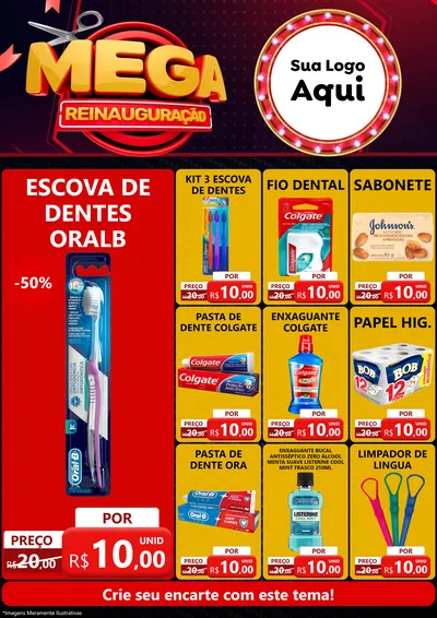 Modelo de Encarte para Encarte A4 Vertical com o tema Mega Reinauguração para Higiene Pessoal