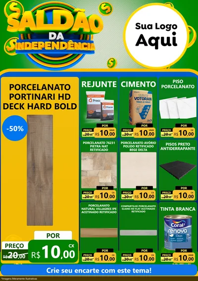 Modelo de Encarte para Encarte A4 Vertical com o tema Saldão da Indepêndencia para Pisos e revestimentos
