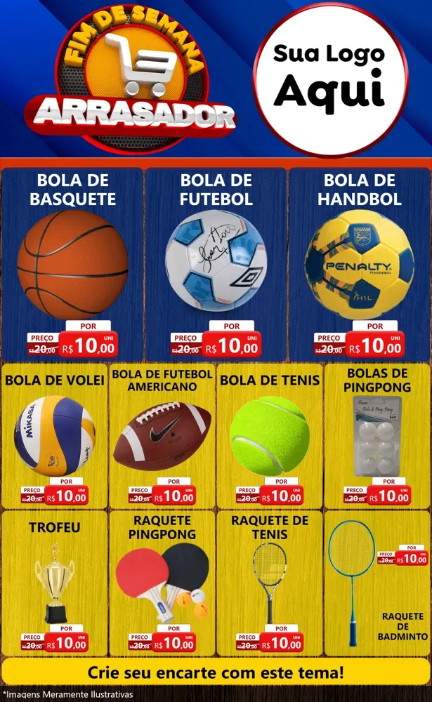Modelo de Encarte para Encarte Grande com o tema Fim De Semana Arrasador para Artigos Esportivos